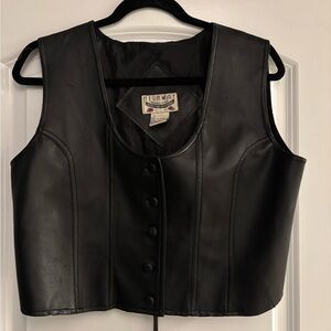 Women's Sleek Black Leather Vest